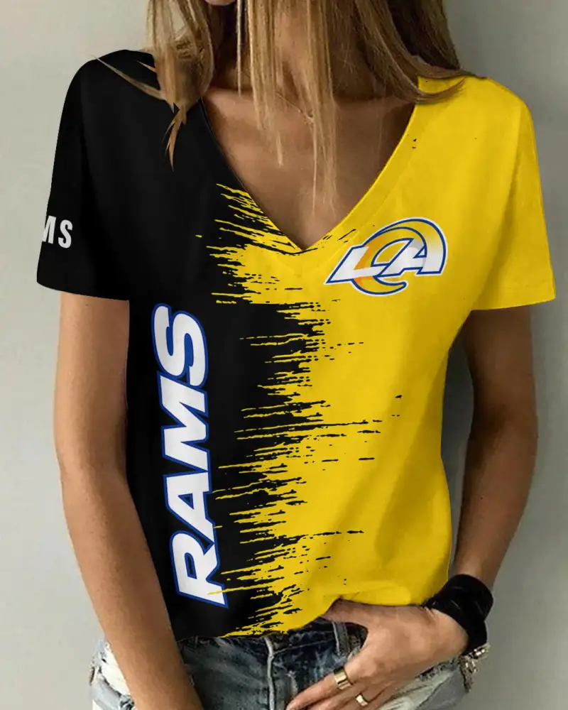 Los Angeles Rams Summer V-neck Women T-shirt