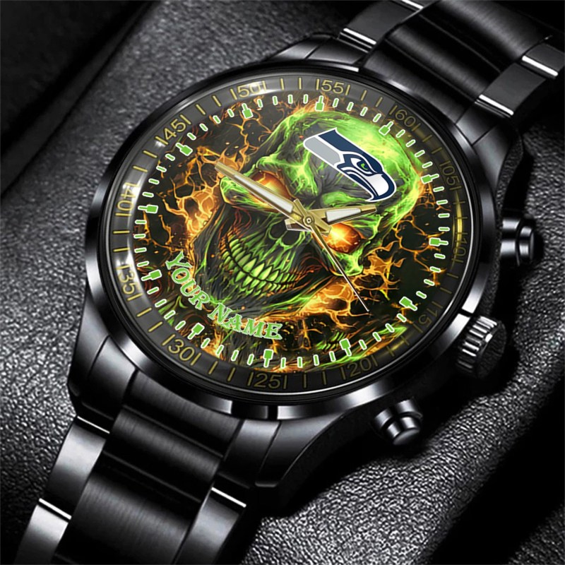 Seattle Seahawks Black Fashion Watch Detail