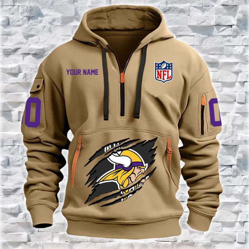 Minnesota Vikings Quarter Zip Hoodie Image 1