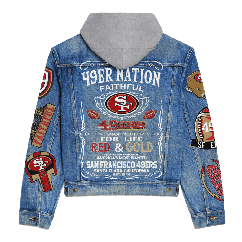 San Francisco 49ers Premium Hooded Denim Jacket Image 2