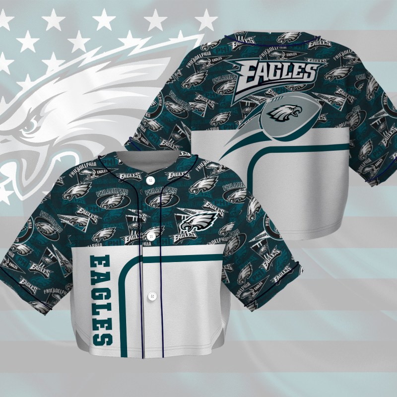 Philadelphia Eagles Crop Top Baseball Jersey