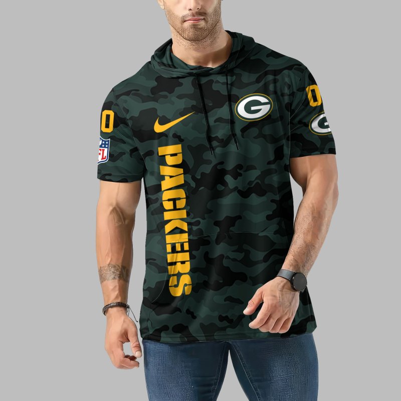 Green Bay Packers Personalized Camo Short Sleeve Hoodie