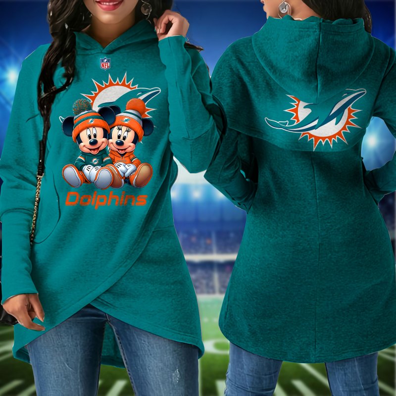 Miami Dolphins Women's Irregular Hoodie Close Up