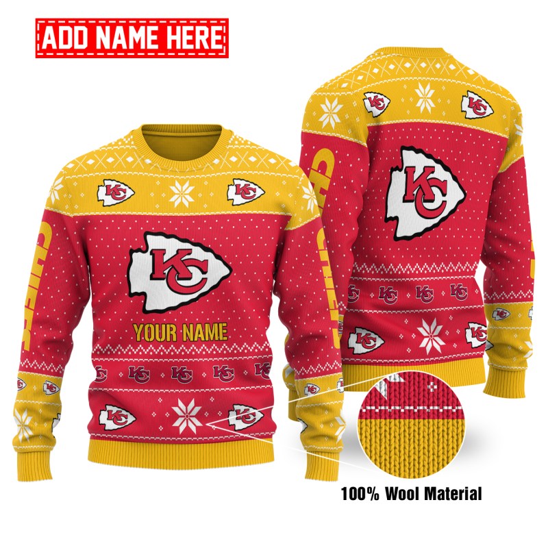 Kansas City Chiefs Personalized Woolen Sweater