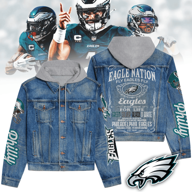 Philadelphia Eagles Premium Hooded Denim Jacket