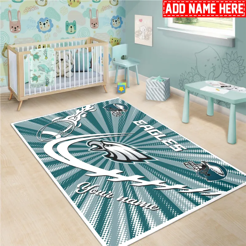 Philadelphia Eagles Personalized Rectangle Rug Detail