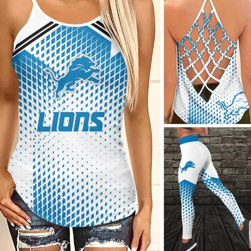 Detroit Lions Leggings and Criss Cross Tank Top