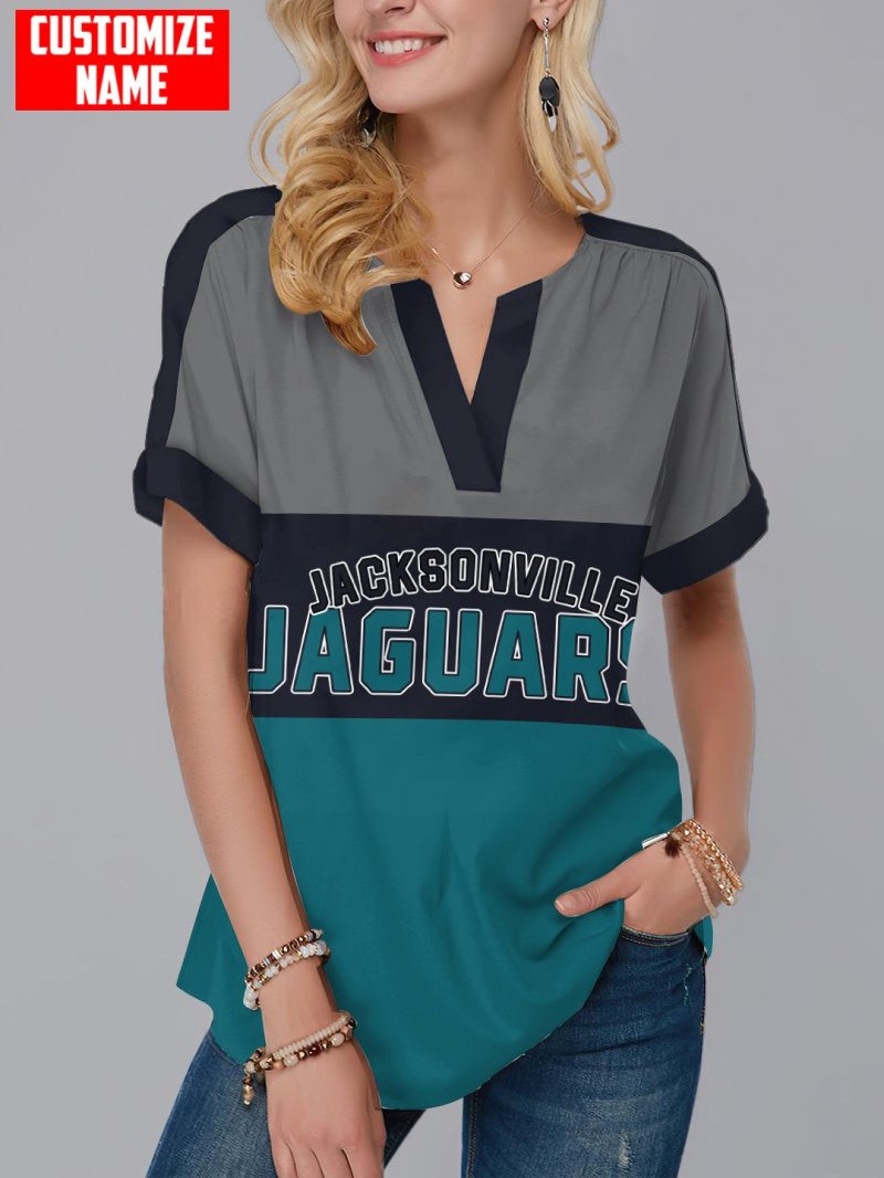 Jacksonville Jaguars Personalized Fashion Short Sleeve V-Neck Shirt