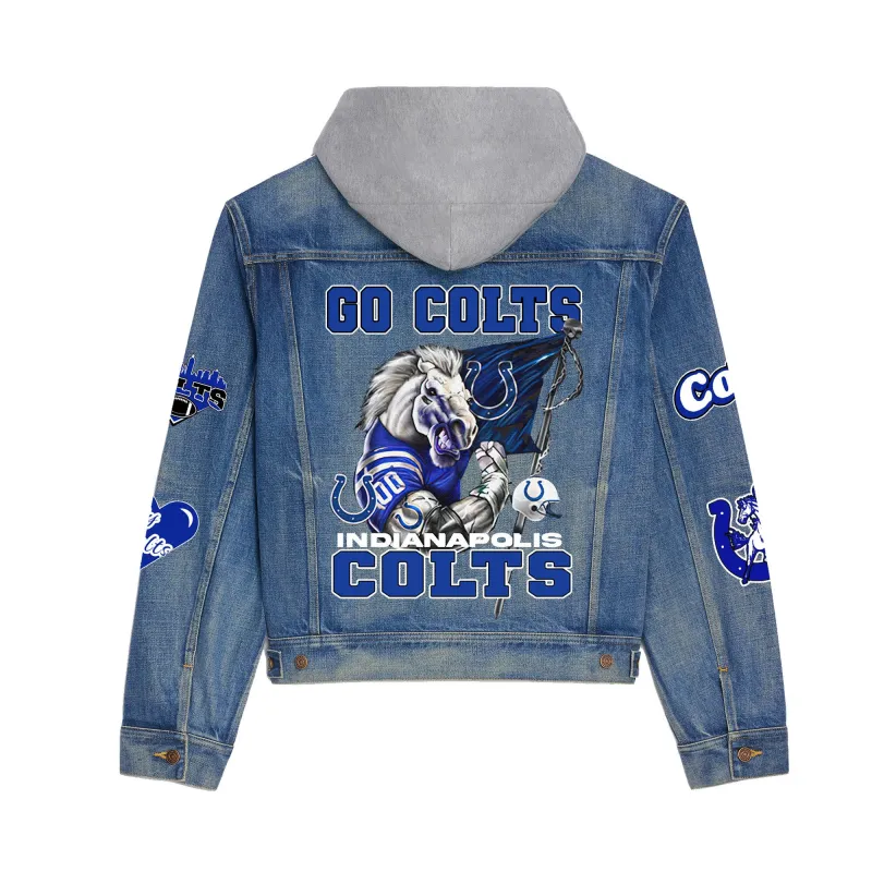 Indianapolis Colts Premium Hooded Denim Jacket Detail View