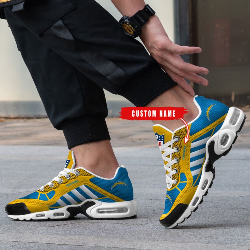 Los Angeles Chargers Personalized Youth Sneakers Back View