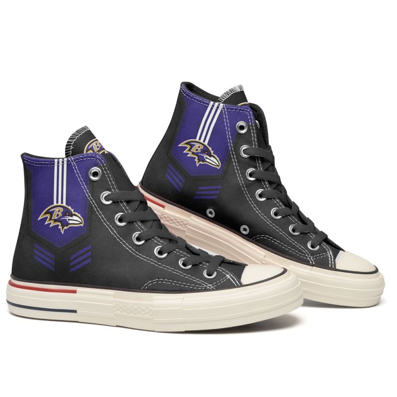 Baltimore Ravens New High Top Canvas Shoes Front View