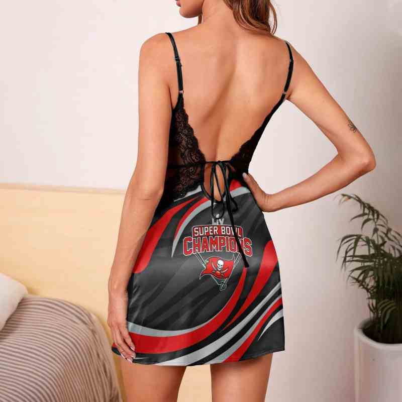 Tampa Bay Buccaneers Lace Back Strap Slip Dress Lifestyle Image