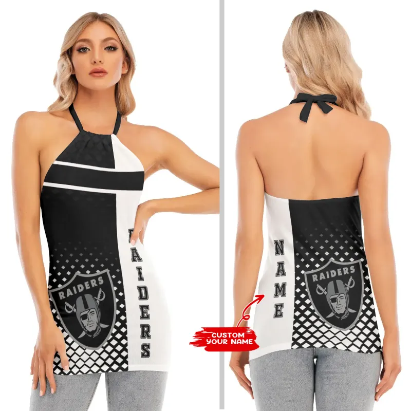 Las Vegas Raiders Personalized Women Tie Back Halter Top