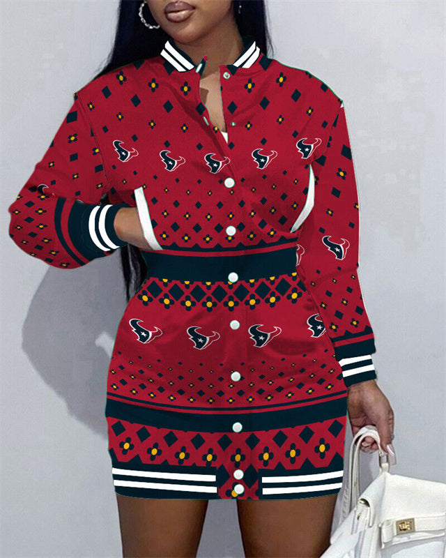Houston Texans Women Button Down Jacket Dress