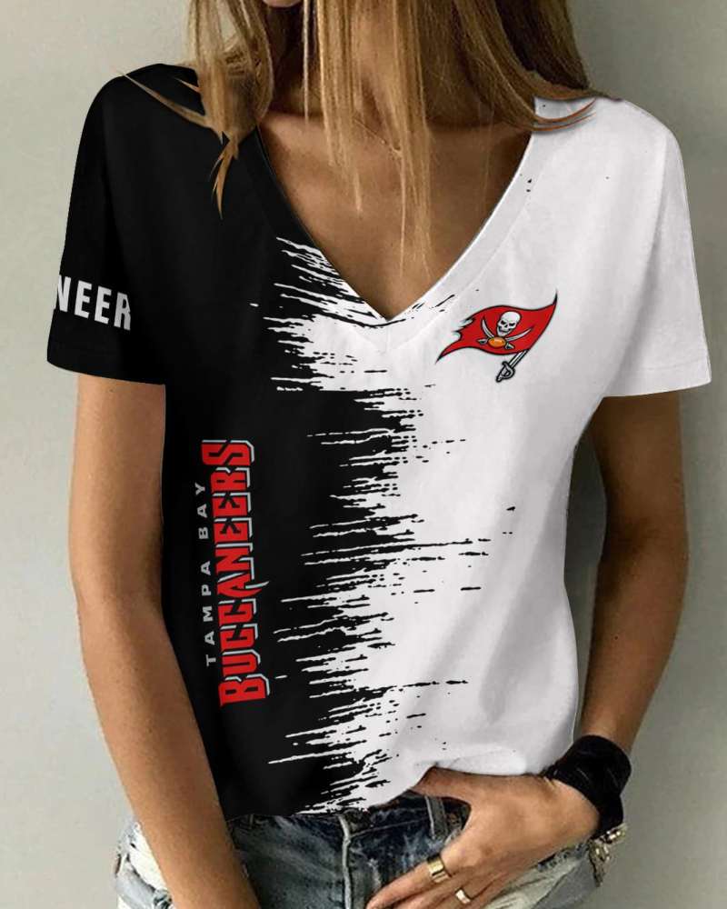 Tampa Bay Buccaneers V-Neck Women's T-Shirt Side View