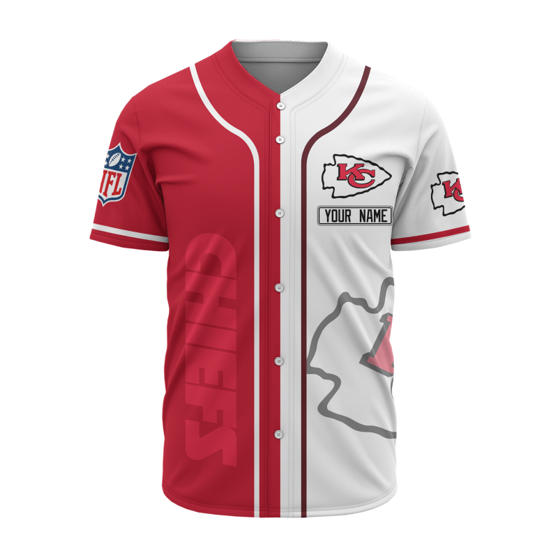 Kansas City Chiefs Personalized Baseball Jersey - Back View
