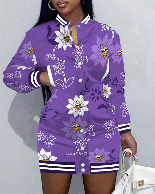 Minnesota Vikings Women Button Down Jacket Dress