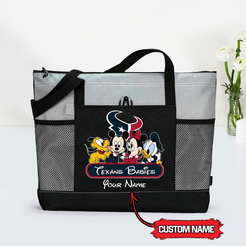 Houston Texans Personalized Babies Tote Bag - Grey
