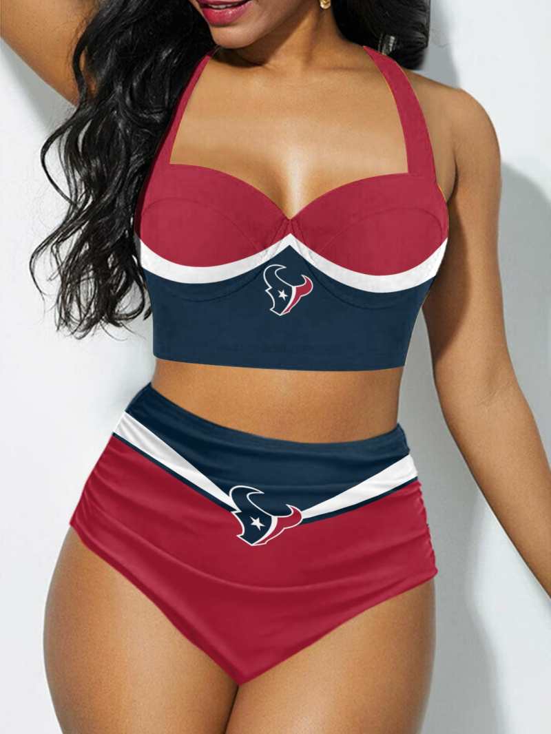 Houston Texans Sexy Print Bikini Swimsuit Front View