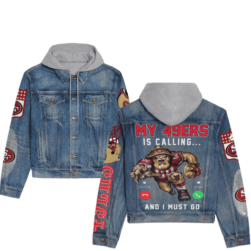 San Francisco 49ers Premium Hooded Denim Jacket Lifestyle