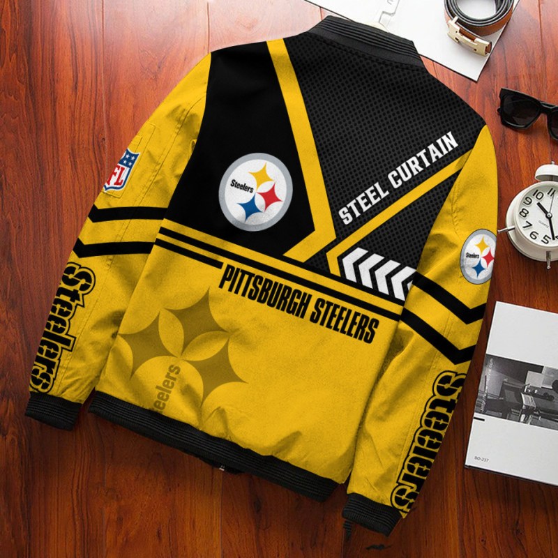 Pittsburgh Steelers Personalized Bomber Jacket Back View