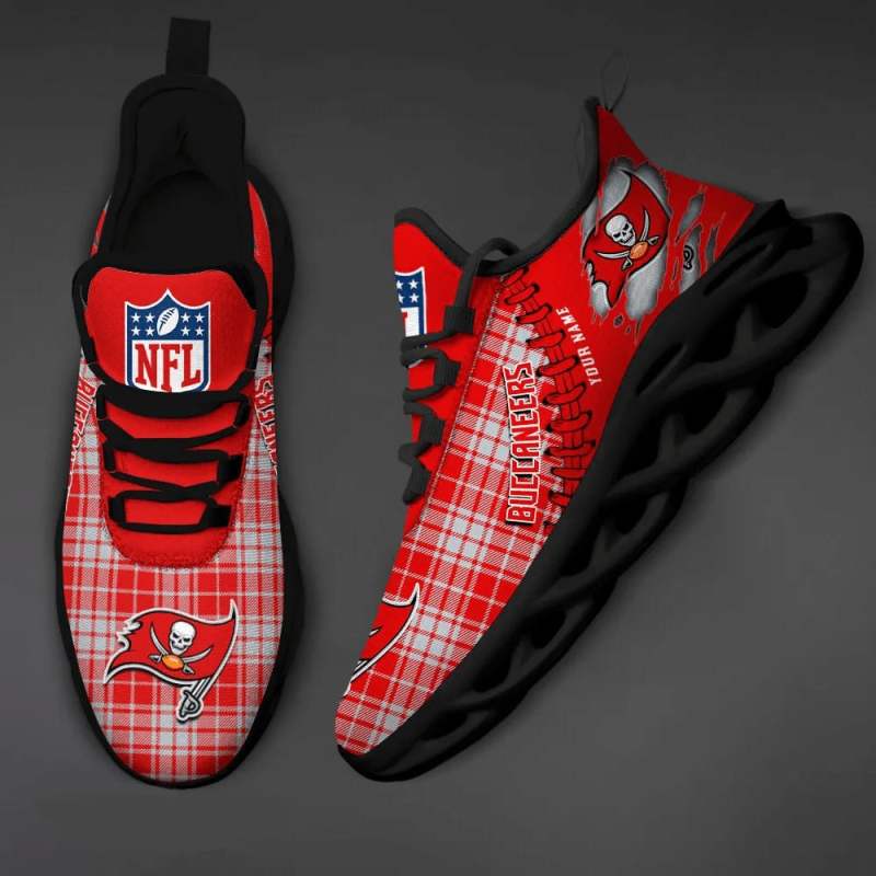 Tampa Bay Buccaneers Personalized Yezy Running Sneakers Back View