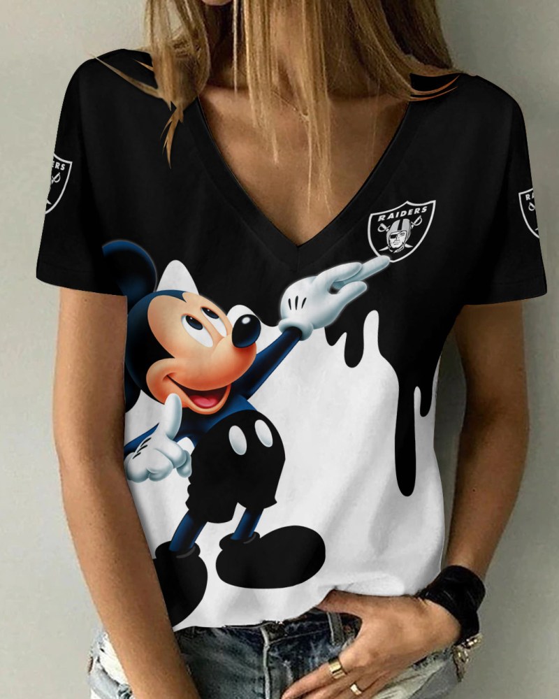 Las Vegas Raiders Personalized Summer V-neck Women T-shirt