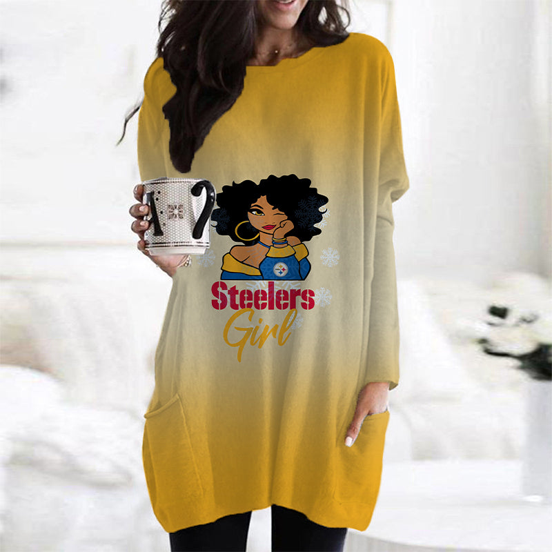 Pittsburgh Steelers Long Sleeve Pocket Dress