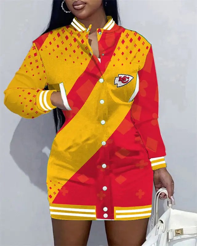 Kansas City Chiefs Button Down Jacket Dress