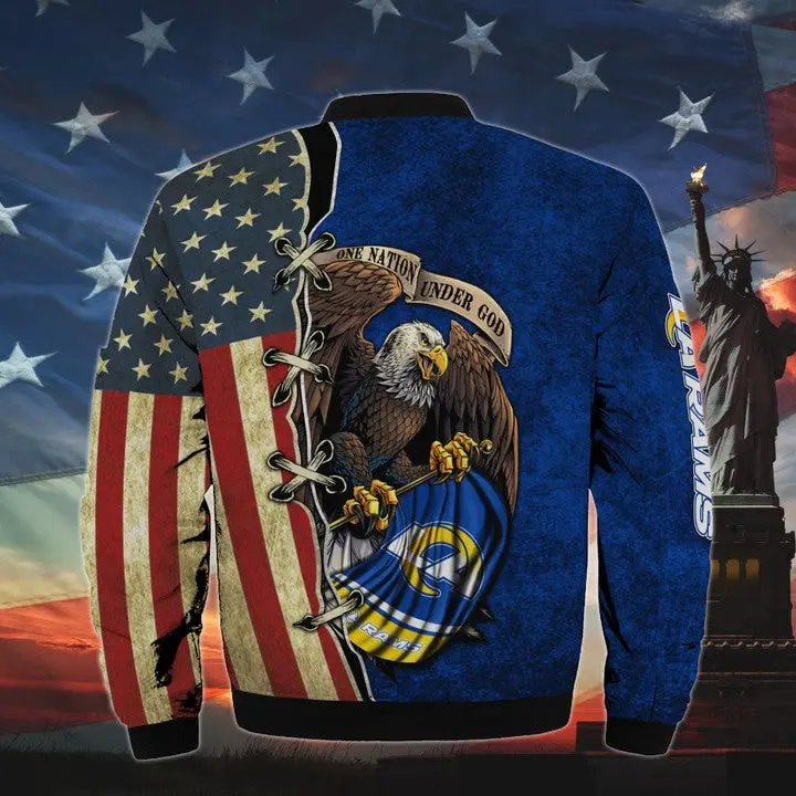 Men's One Nation Under God Los Angeles Rams Bomber Jacket