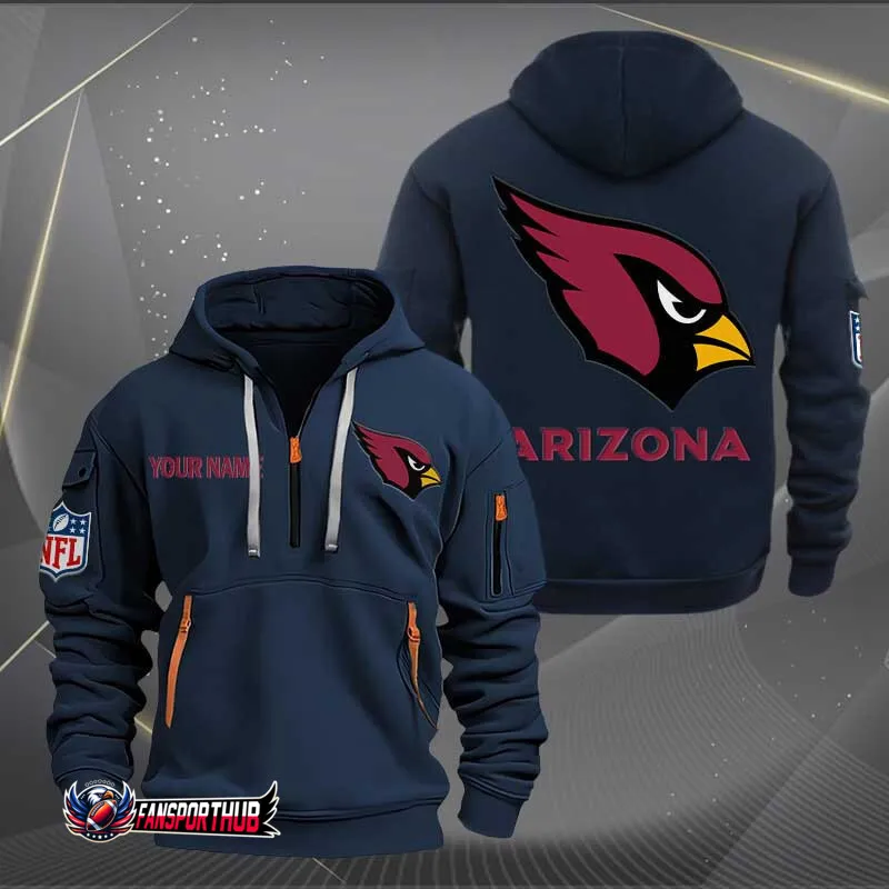 Arizona Cardinals Personalized Quarter Zip Hoodie