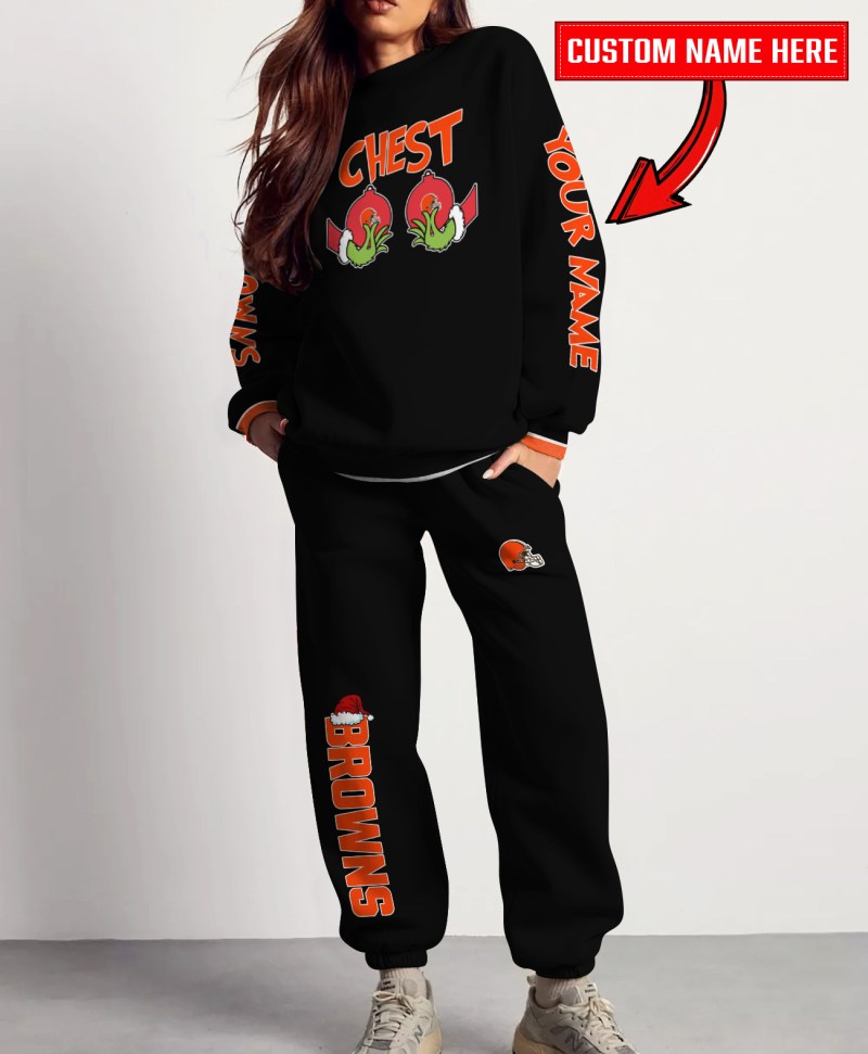 Cleveland Browns Chest - Nuts Combo Sweatshirt And Sweatpants Christmas Collection