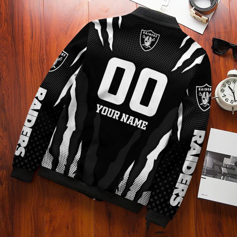 Las Vegas Raiders Personalized Bomber Jacket - Front View
