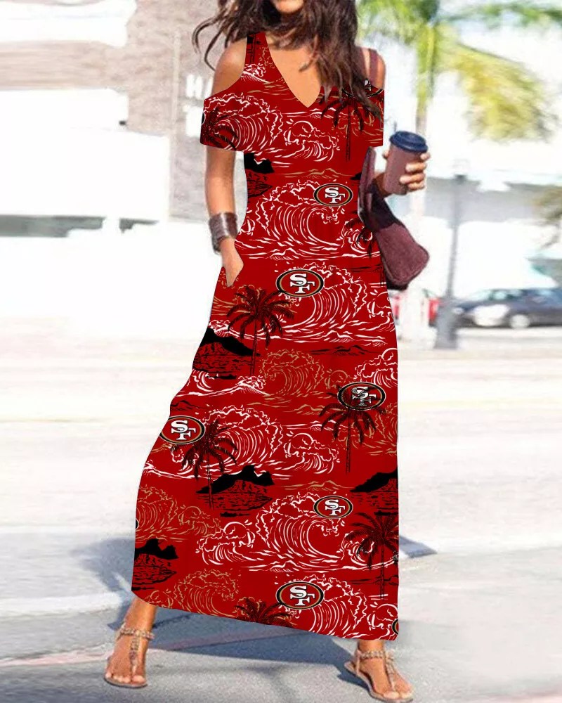 San Francisco 49ers Women's V-Neck Maxi Dress