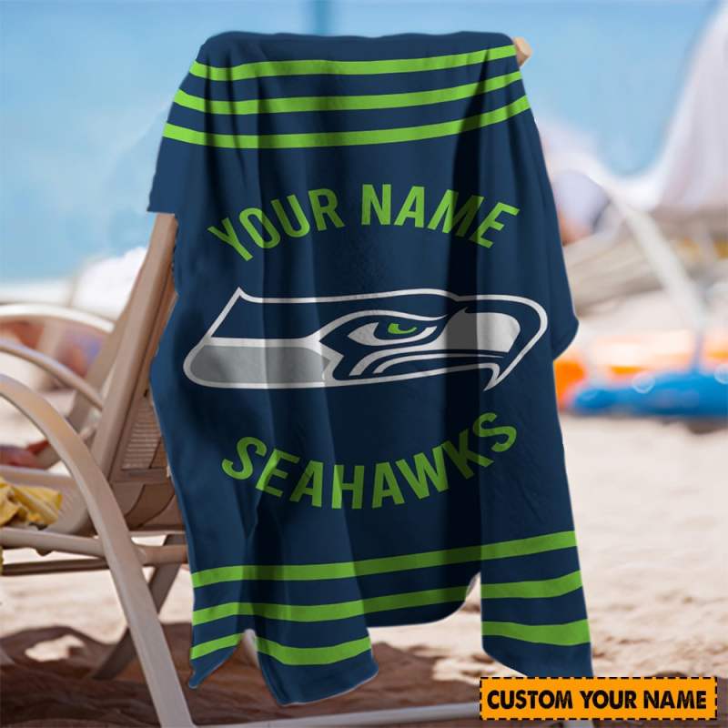 Seattle Seahawks Personalized Beach Towel 3