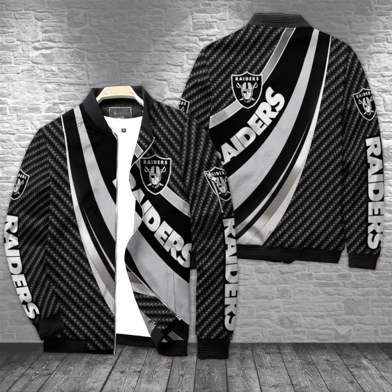 Las Vegas Raiders Bomber Jacket Front View