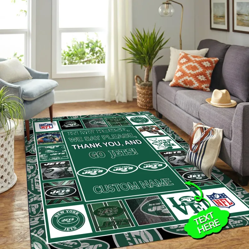 New York Jets Personalized Premium Rectangle Rug