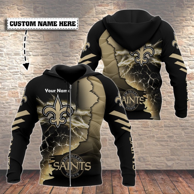New Orleans Saints Personalized Hoodie Back View