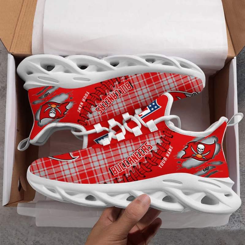 Tampa Bay Buccaneers Personalized Yezy Running Sneakers Front View