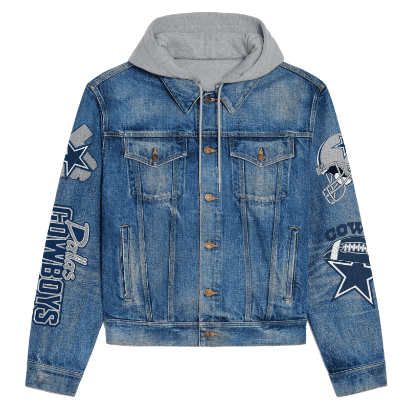 Dallas Cowboys Premium Hooded Denim Jacket Side View
