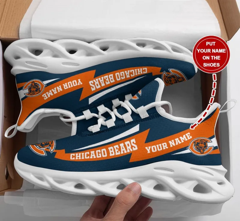 Chicago Bears Personalized Yezy Running Sneakers Front View