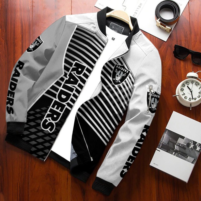Las Vegas Raiders Bomber Jacket Front View