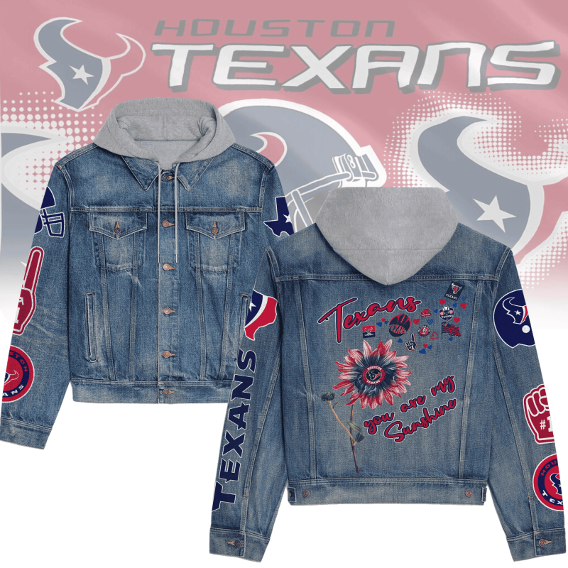 Houston Texans Premium Hooded Denim Jacket Front View