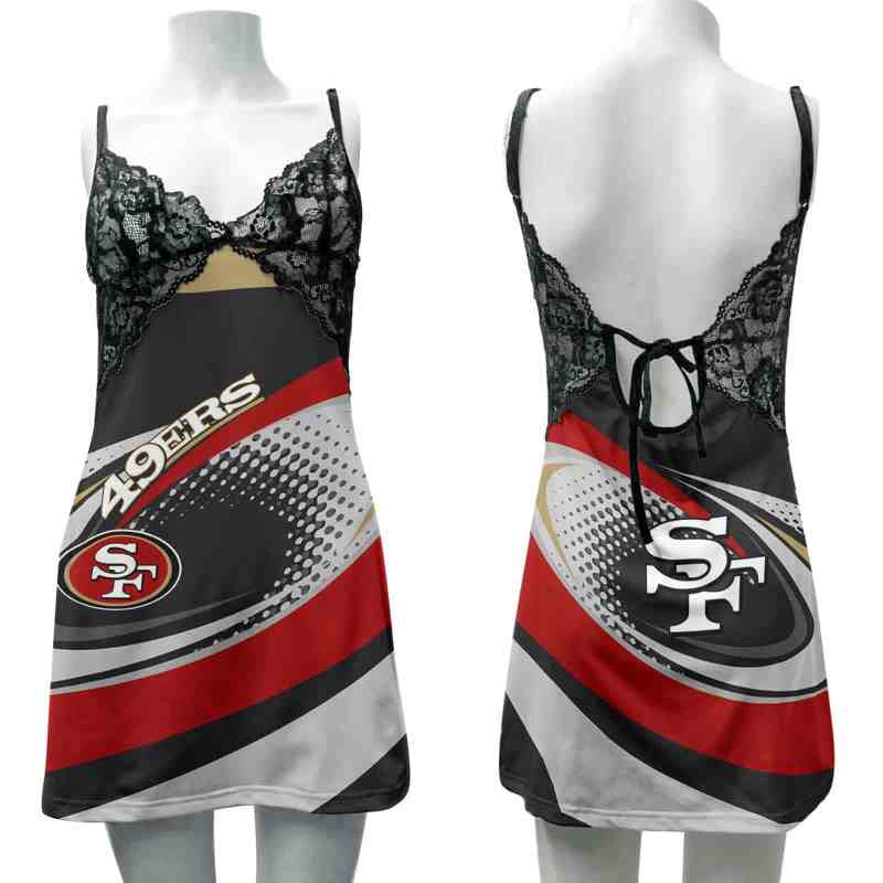 San Francisco 49ers Lace Back Strap Slip Dress