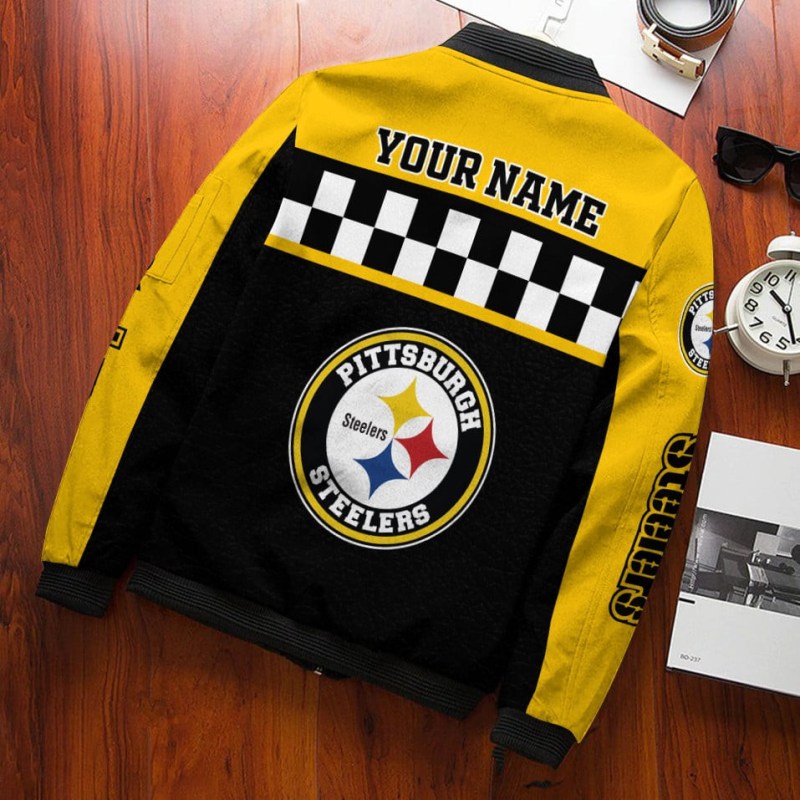 Pittsburgh Steelers Personalized Bomber Jacket Back View