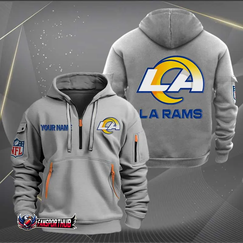 Los Angeles Rams Personalized Quarter Zip Hoodie