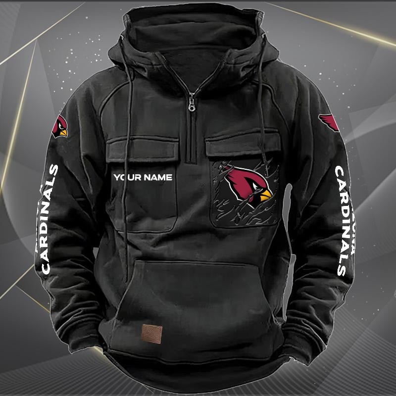 Arizona Cardinals Multi-Pockets Zip Hoodie