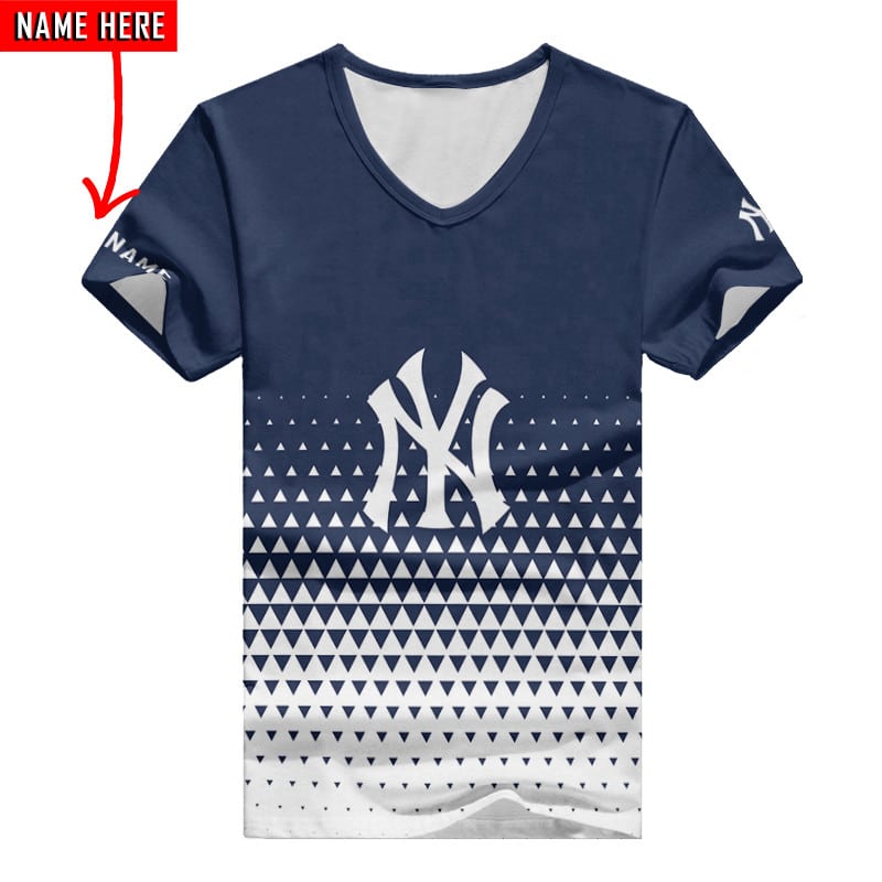 New York Yankees Personalized V-neck Women's T-shirt Image 2