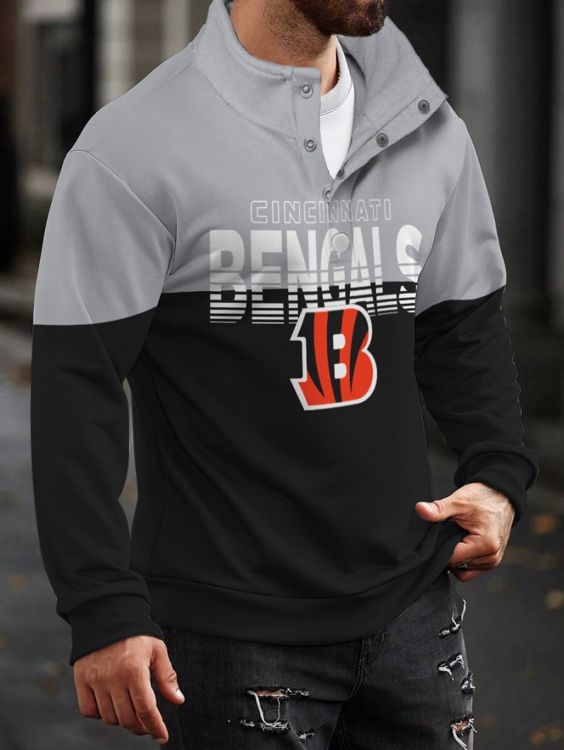 Cincinnati Bengals Casual Colorful Stand Collar Sweatshirt