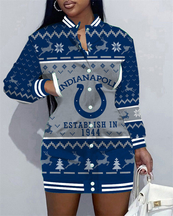Indianapolis Colts Women Button Down Jacket Dress